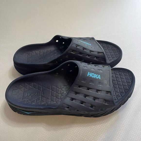 Hoka One One Ora Recovery Navy Blue Sandals Slides Size 13M - Picture 9 of 16